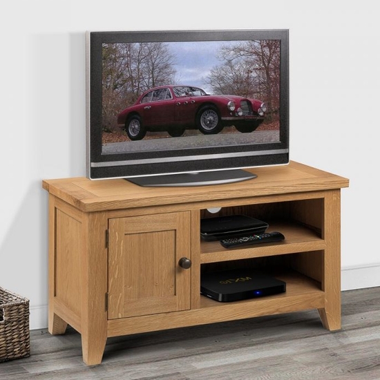 Astoria Wooden 1 Door Tv Stand In Waxed Oak