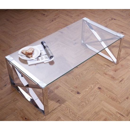 Astra Clear Glass Top Coffee Table With Silver Frame