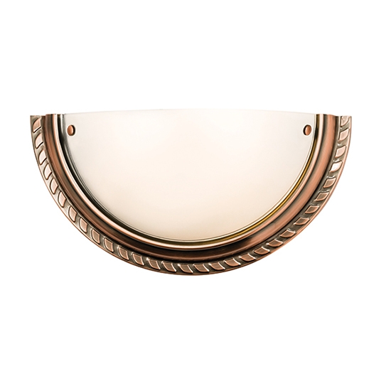 Athens Frosted Glass 1 Lights Wall Light In Antique Copper