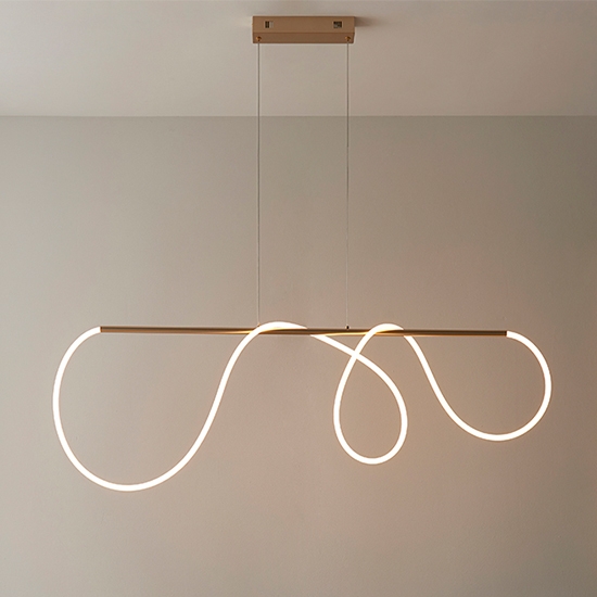 Attalea Linear Led Ceiling Pendant Light In Satin Gold