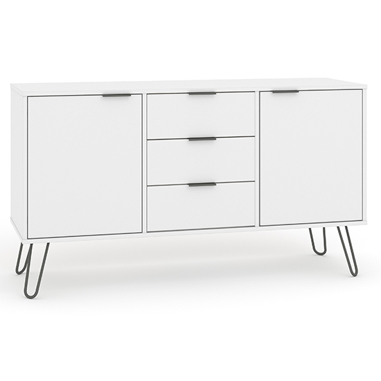 Augusta Medium Wooden 2 Door And 3 Drawers Sideboard In White