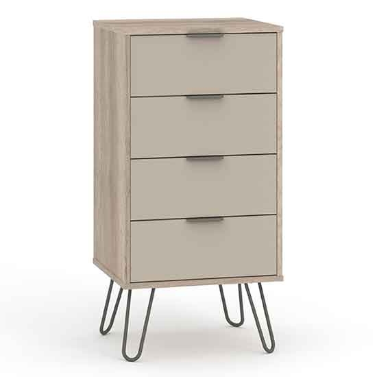 Augusta Narrow Wooden Chest Of Drawers With 4 Drawers In Driftwood