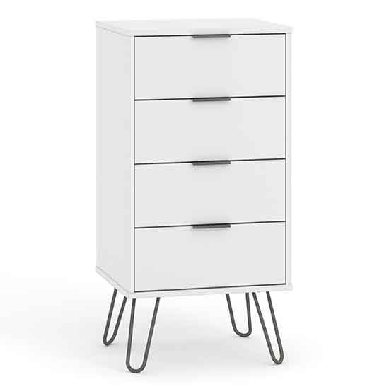 Augusta Narrow Wooden Chest Of Drawers With 4 Drawers In White