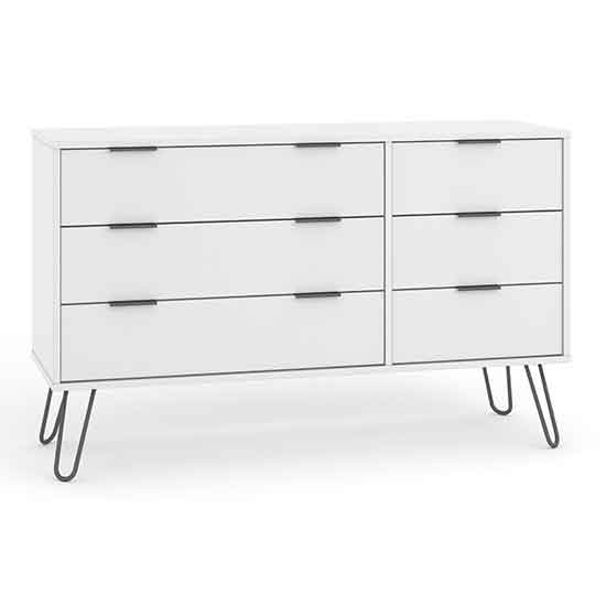 Augusta Wide Wooden Chest Of Drawers With 6 Drawers In White