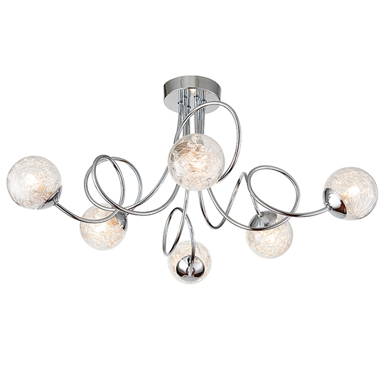 Auria 6 Lights Clear Glass Semi Flush Ceiling Light In Chrome