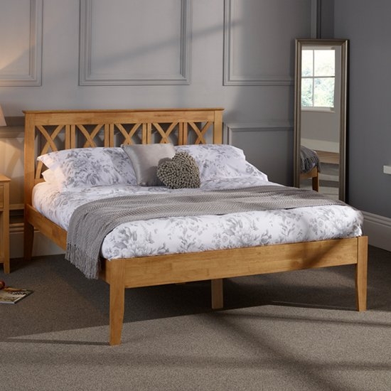 Autumn Wooden Double Bed In Honey Oak