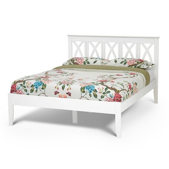 Autumn Wooden King Size Bed In Opal White