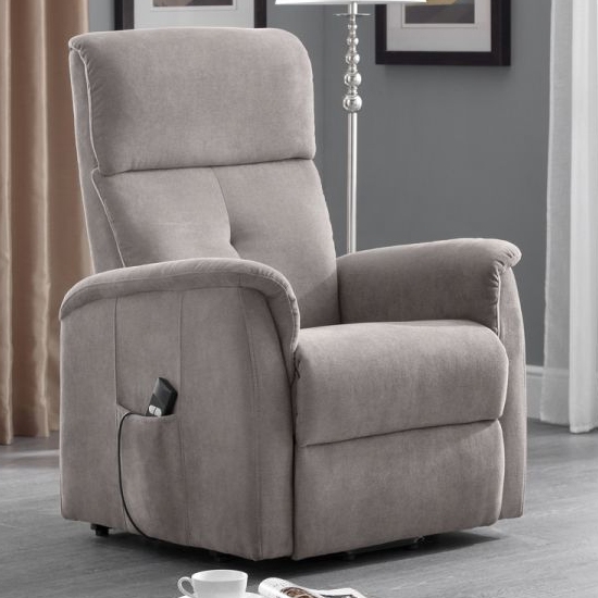 Ava Chenille Fabric Rise And Recliner Chair In Taupe