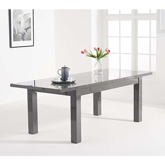 Ava Extending Wooden Dining Table In Dark Grey High Gloss