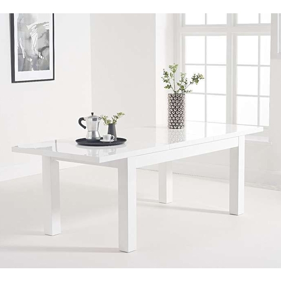 Ava Extending Wooden Dining Table In White High Gloss