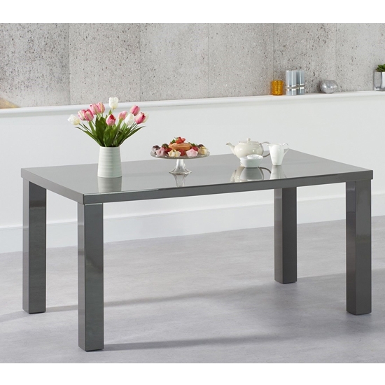 Ava Medium Wooden Dining Table In Dark Grey High Gloss