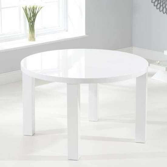 Ava Round Wooden Dining Table In White High Gloss