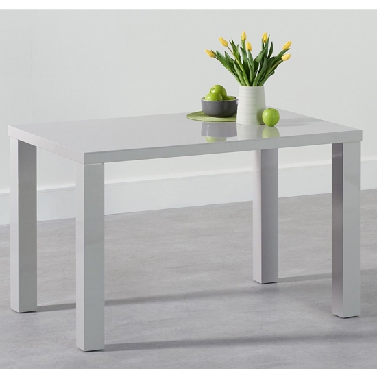 Ava Wooden Dining Table In Light Grey High Gloss