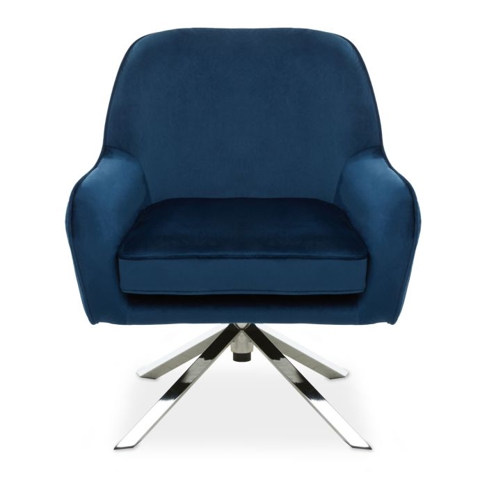 Avery Velvet Upholstered Armchair In Midnight Blue