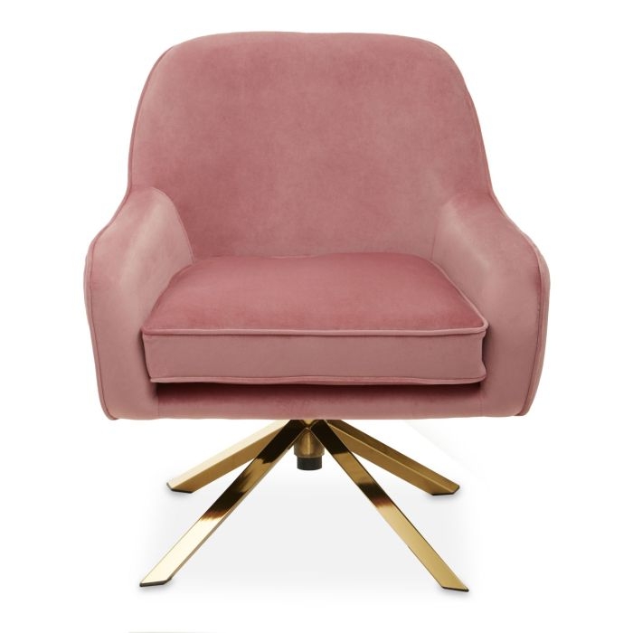 Avery Velvet Upholstered Armchair In Pink