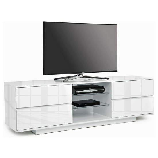 Avitus Ultra Wooden Tv Stand In White High Gloss With 4 Drawers