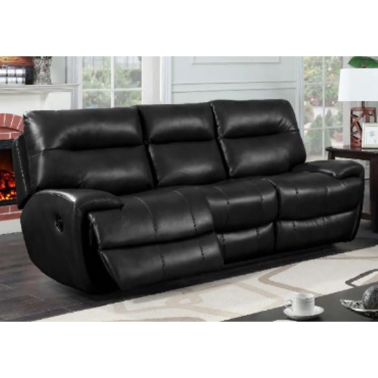 Bailey Leathergel And Pu Recliner 3 Seater Sofa In Black