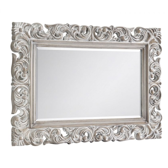 Baroque Wall Mirror In Distressed Wood Effect