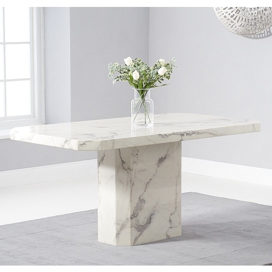 Becca 160cm Marble Rectangular Dining Table In White