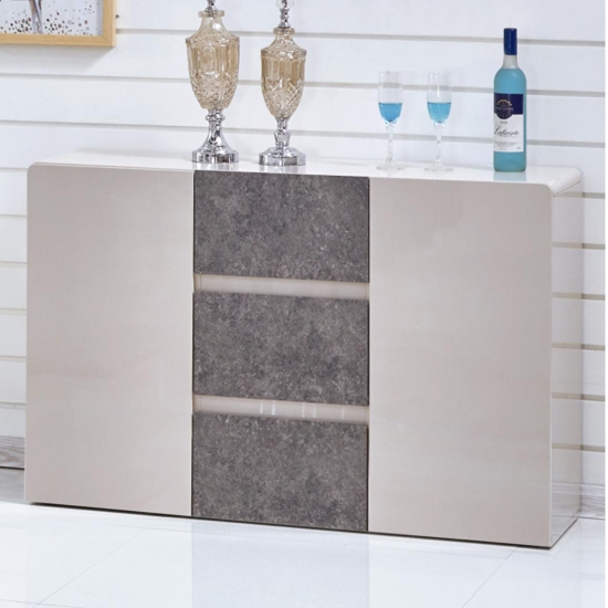 Belarus Wooden Sideboard Cream And Stone High Gloss