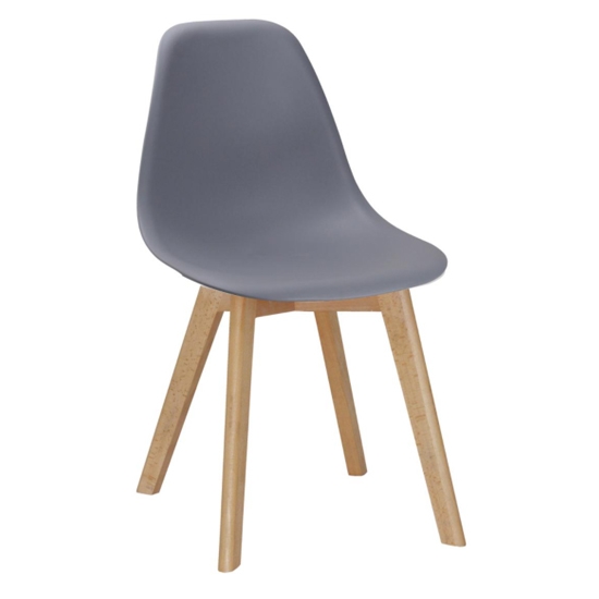 Belgium Set Of 4 Plastic Dining Chairs In Grey With Solid Beech Legs