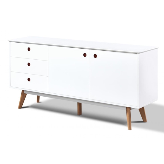 Belgium Wooden Sideboard White Matt Gloss With 2 Doors And 3 Drawers