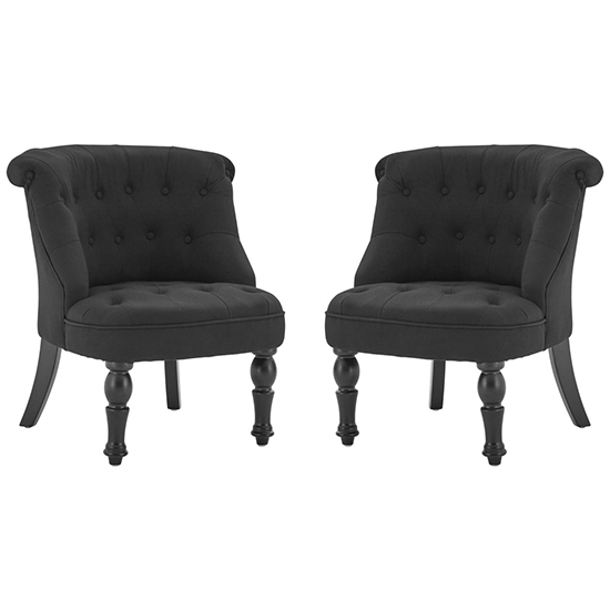 Belgravia Black Cotton Fabric Armchair In Pair