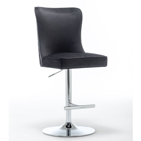 Belgravia Velvet Gas Lift Bar Stool In Black