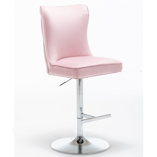 Belgravia Velvet Gas Lift Bar Stool In Pink