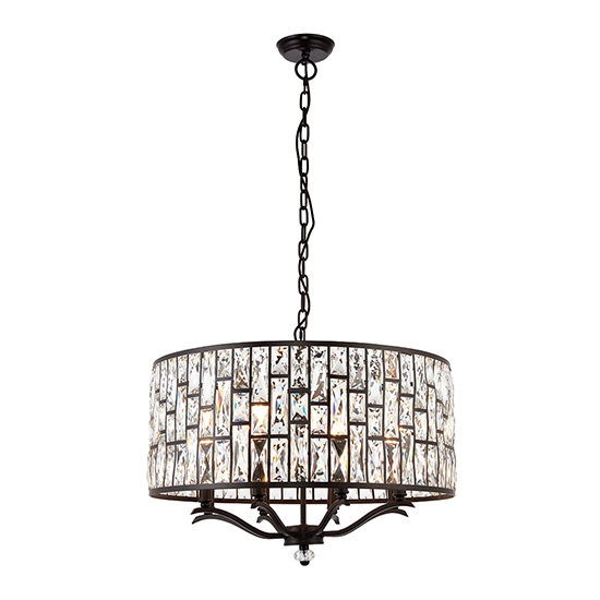 Belle Glass Crystals 8 Lights Ceiling Pendant Light In Dark Bronze