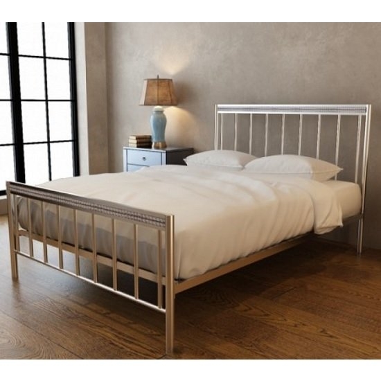 Bellini Metal King Size Bed In Silver