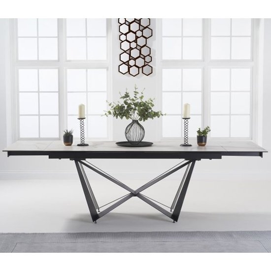 Benjamin Extending Marble Dining Table In White