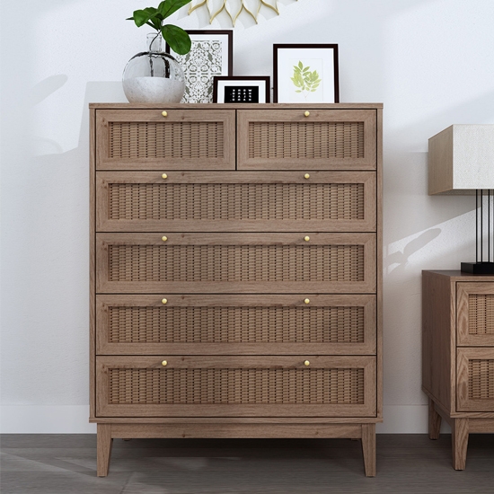 Bordeaux Wooden Chest Of 6 Drawers In Oak