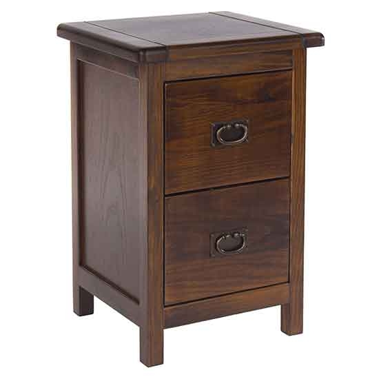 Boston Wooden 2 Drawers Petite Bedside Cabinet In Dark