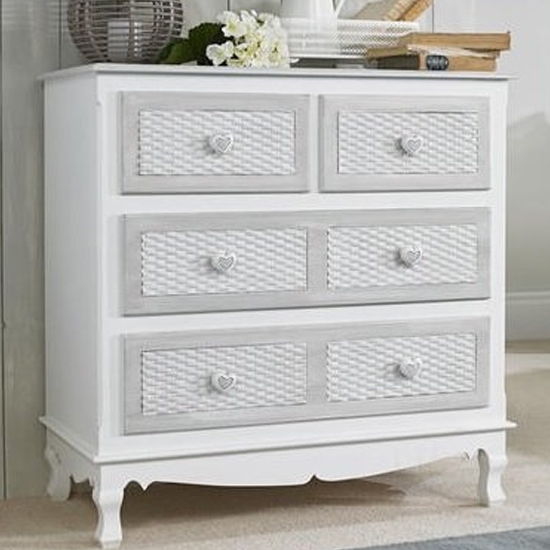 Brittany Wooden Chest Of Drawers In White And Grey