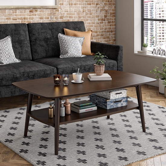 Brittany Wooden Coffee Table In Walnut