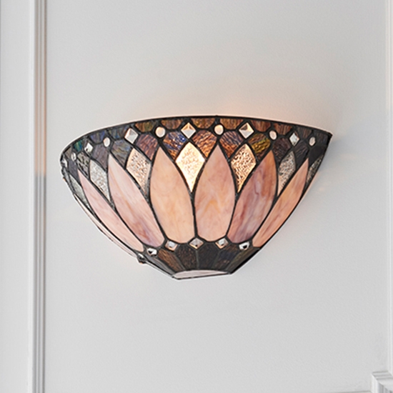 Brooklyn Tiffany Glass Wall Light In Matt Black