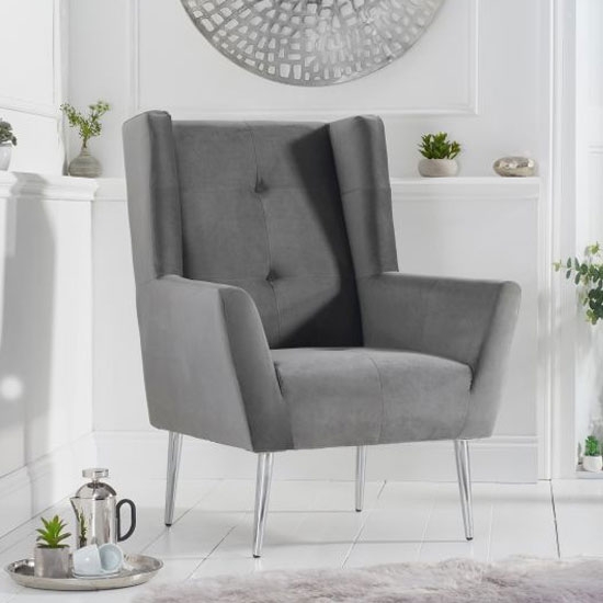 Brooklyn Velvet Upholstered Bedroom Chair In Grey