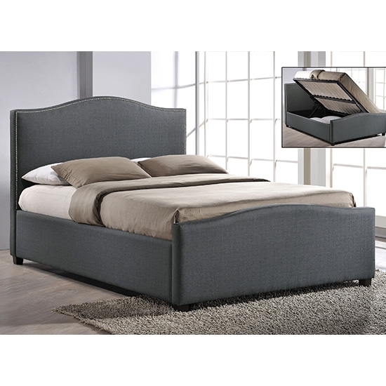 Brunswick Fabric Upholstered King Size Bed In Grey