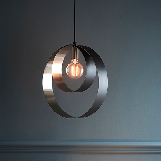 Cal Ceiling Pendant Light In Brushed Nickel And Matt Black