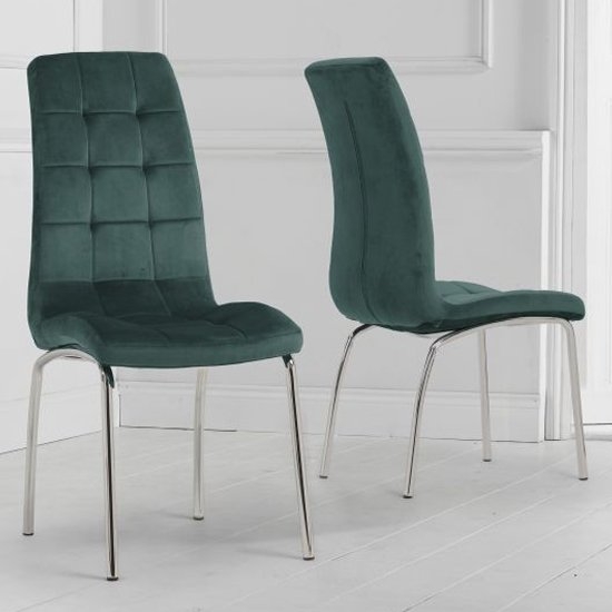 California Green Velvet Dining Chairs In Pair