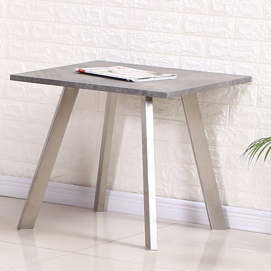 Calipso Concrete Top Lamp Table With Brushed Stainless Steel Legs