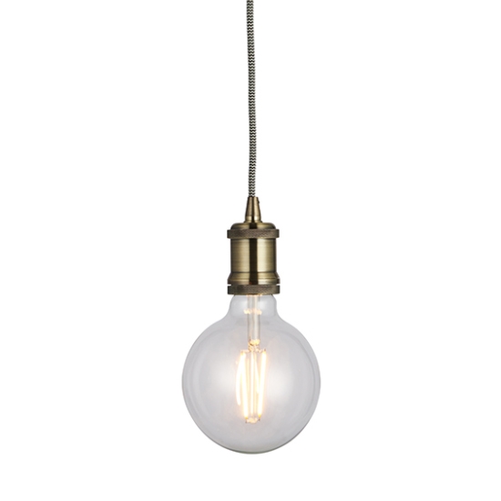 Cambourne Machine Knurled Ceiling Pendant Light In Antique Brass