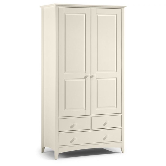 Cameo Wooden 2 Doors 3 Drawers Wardrobe In Stone White