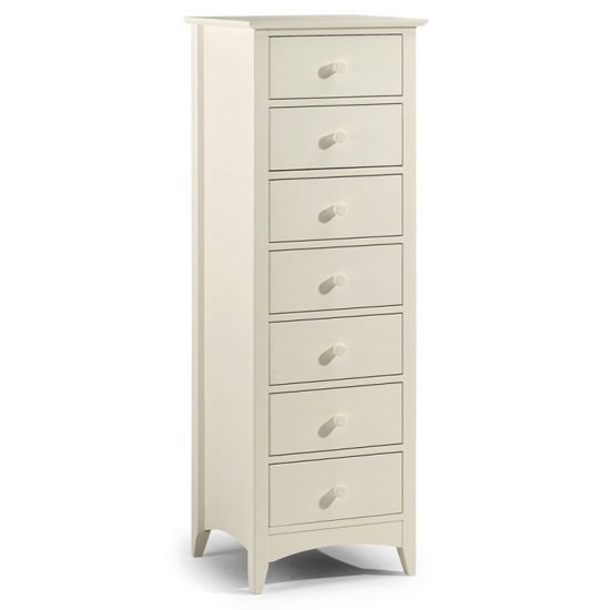 Cameo Wooden Chest Of Drawers In Stone White With 7 Drawers