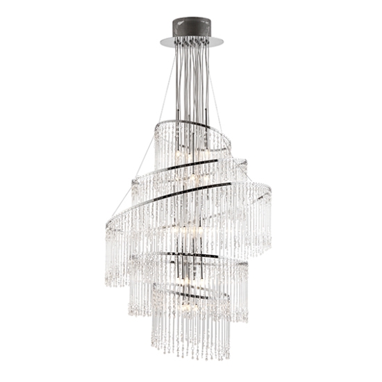 Camille 24 Lights Clear Glass Ceiling Pendant Light In Polished Chrome