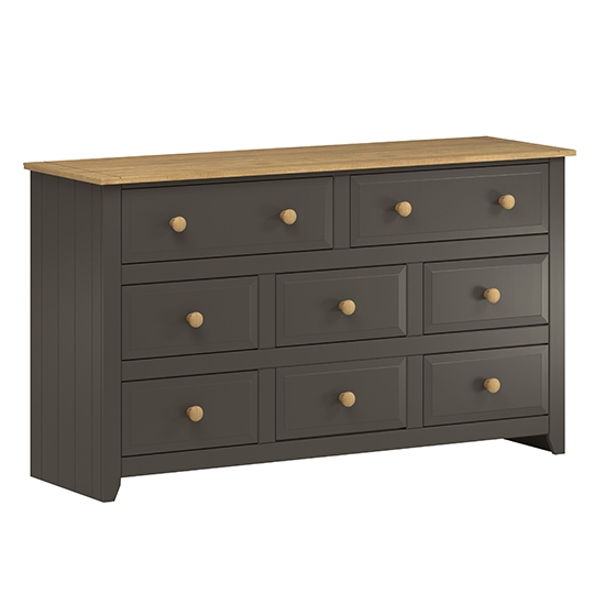 Capri Large Wide Wooden Chest Of 8 Drawers In Carbon