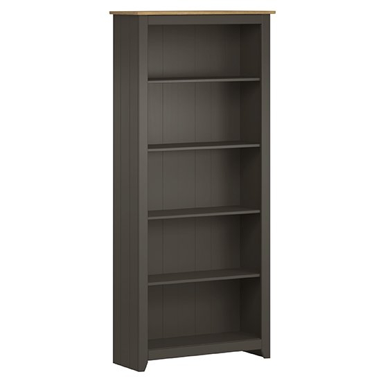 Capri Open Wooden Tall Bookcase In Carbon