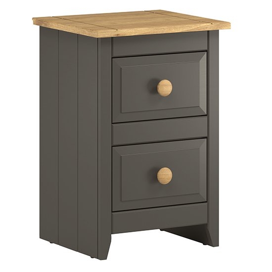 Capri Petite Wooden 2 Drawers Bedside Cabinet In Carbon