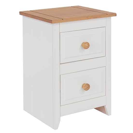 Capri Wooden 2 Drawers Petite Bedside Cabinet In Pine And White